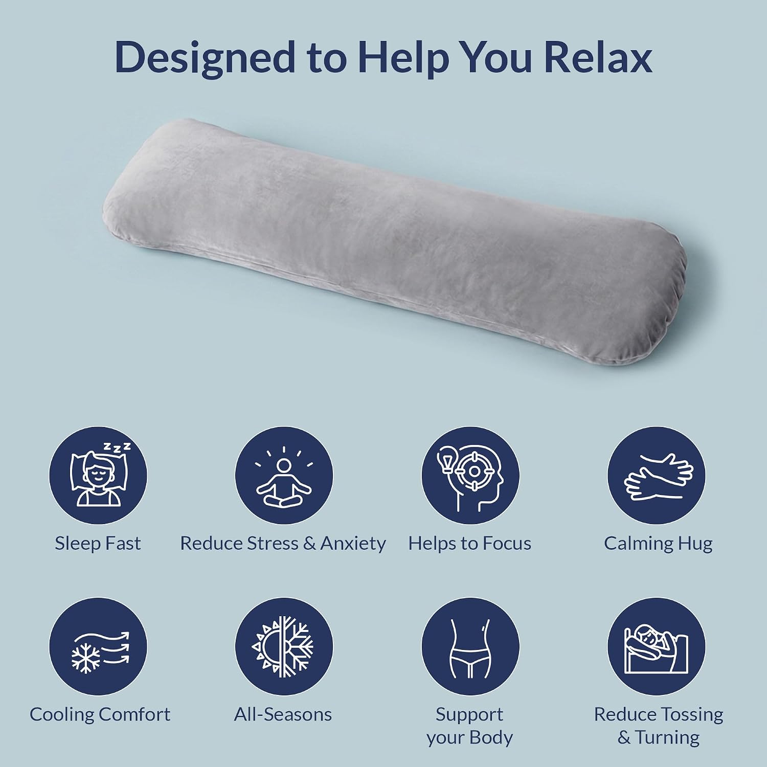 ODOXIA Weighted Pillow for Adults 6.5lbs (41" x 12") | Sleep Better & Feel Calm | Weighted Body Pillow for Stress Relief | Sleeping…