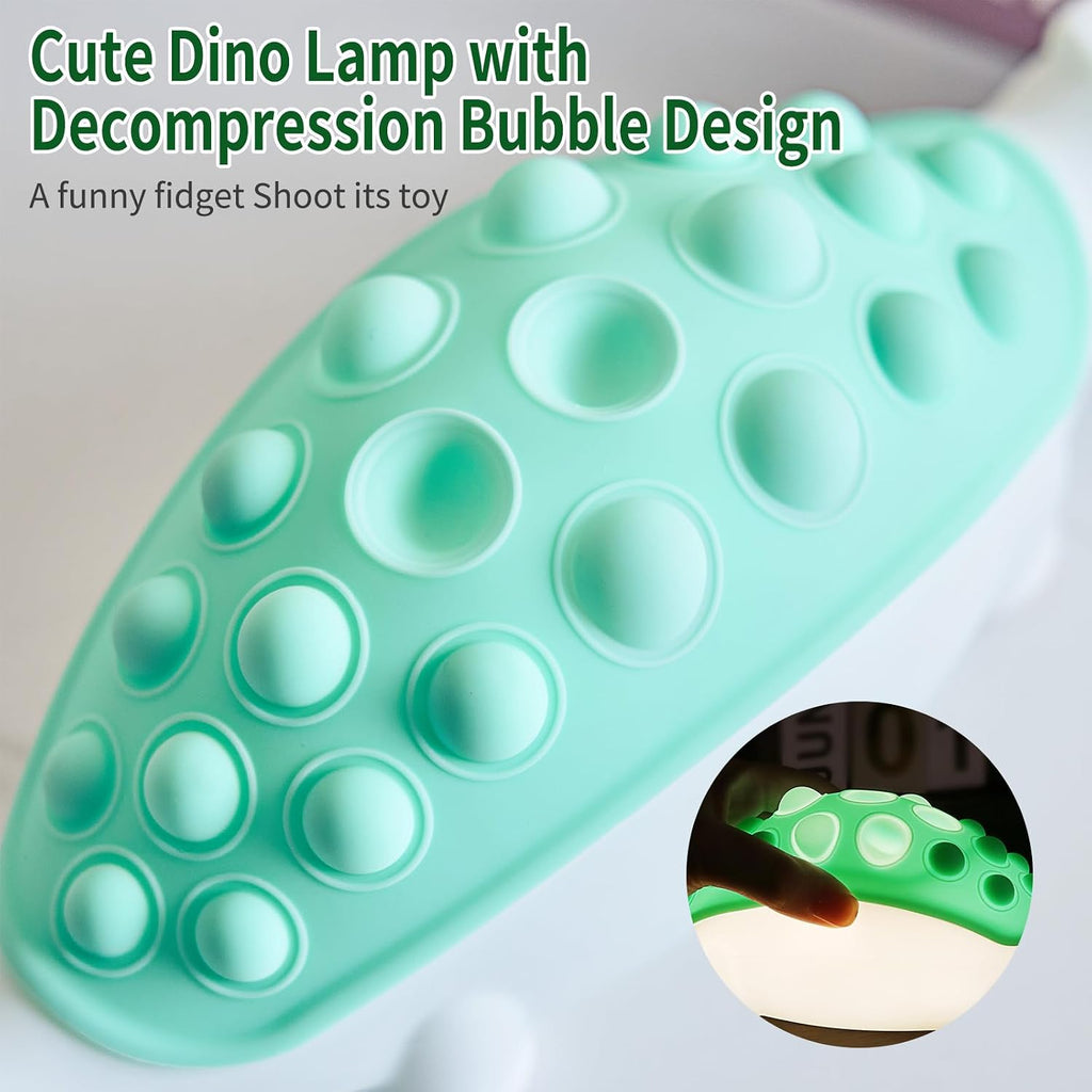 Dinosaur Kids Night Light, Silicone Nursery Dino Lamp with Pop Bubble,7 Nightlight Modes Rechargeable Bedside Touch, Baby Room Decor, Cute…