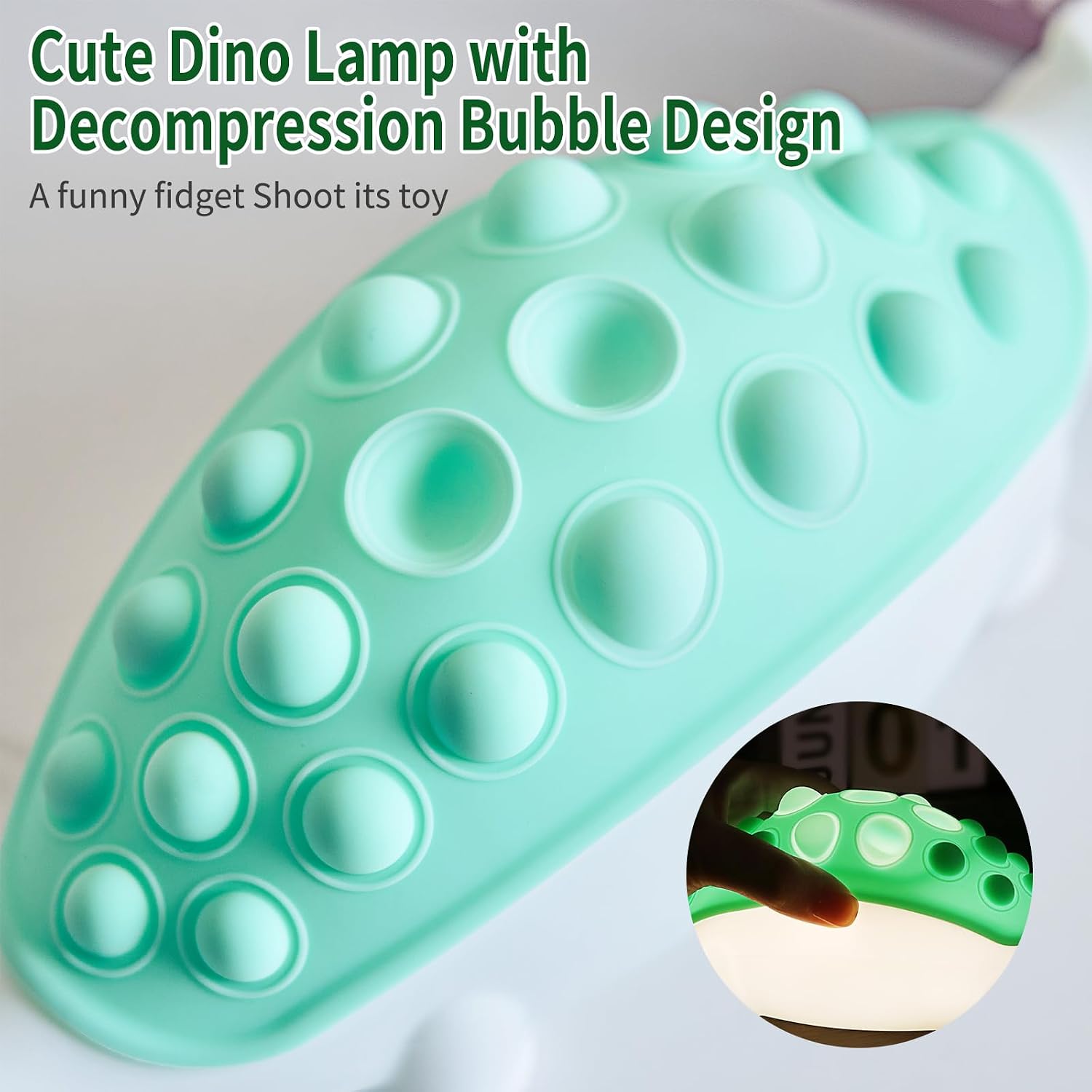 Dinosaur Kids Night Light, Silicone Nursery Dino Lamp with Pop Bubble,7 Nightlight Modes Rechargeable Bedside Touch, Baby Room Decor, Cute…