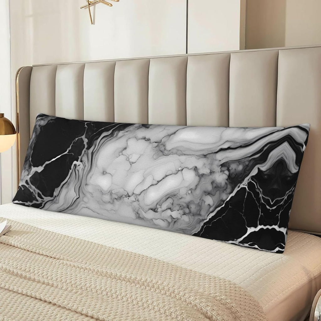 Sovvin Black and White Marble Body Pillow Cover Long Pillow Case with Zipper Decorative Soft Cushion Bedding Pillowcase for Couch Be…