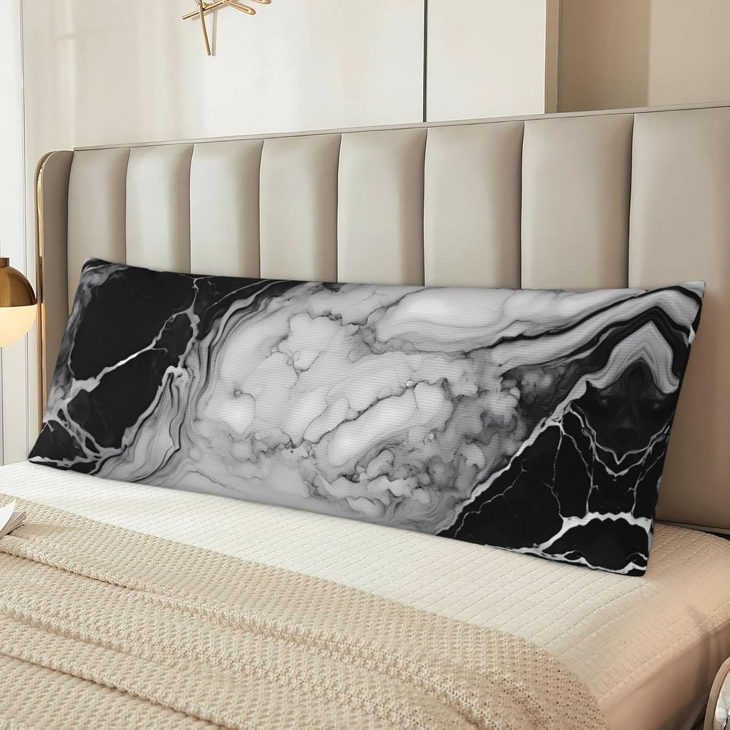 Sovvin Black and White Marble Body Pillow Cover Long Pillow Case with Zipper Decorative Soft Cushion Bedding Pillowcase for Couch Be…