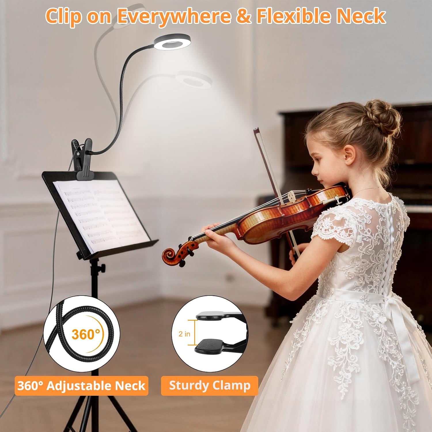 Woputne Desk Lamp Clip Light, 10 Dimmable Brightness 3 Light Modes Reading Light, Clamp Bedside Lamp for Painting, Craft, Study (Black)