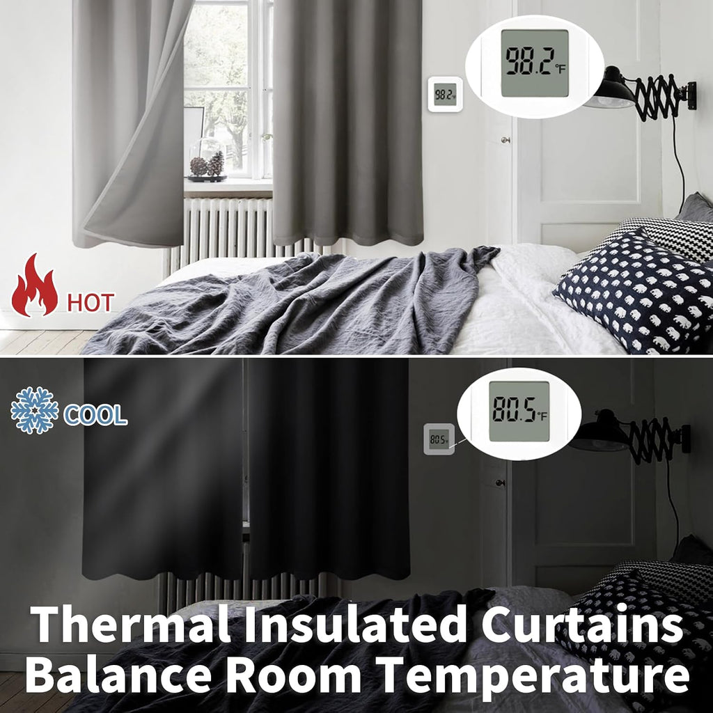 BGment Short 100% Blackout Curtains for Bedroom, Thermal Insulated Energy Efficiency Noise Reducing Grommet Curtains 45 Inch Length with Li…