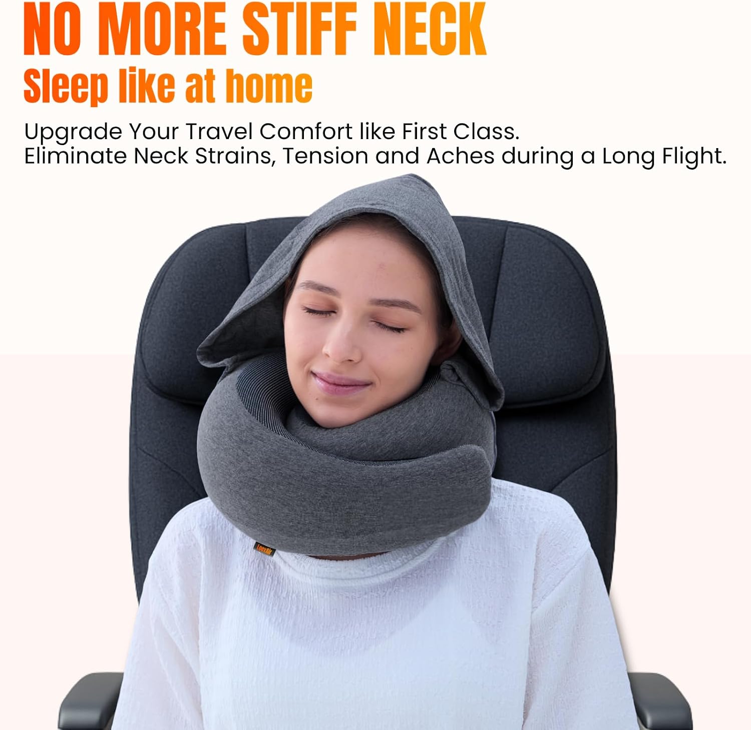 LOEXAIRTM Hooded Pro Travel Pillow - Memory Foam Neck Support Pillow for Airplane, Flight - Super-Soft Pure Cotton Fabric, Maximum Privacy…