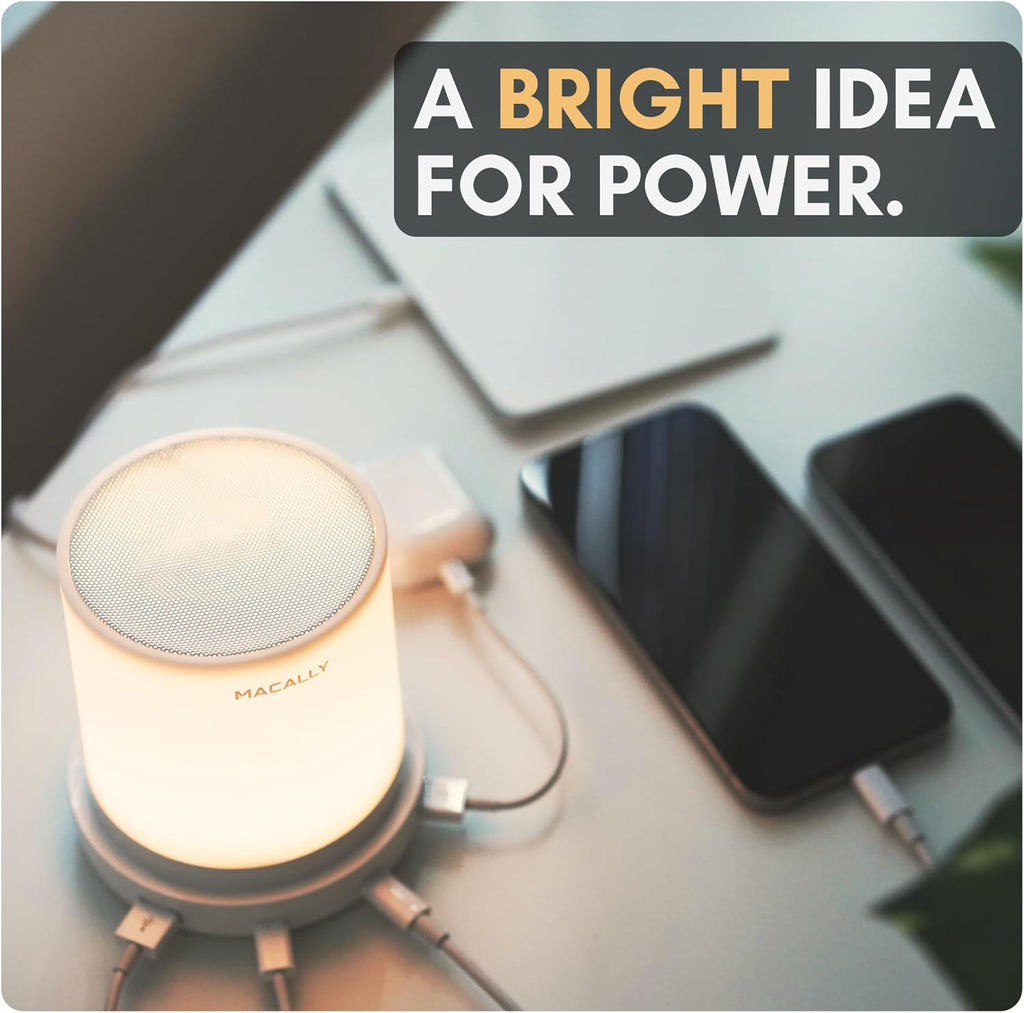 Macally Small Bedside Lamp with USB Ports (USB C + A) - Fast Charging Bedside Light and 3 Way Dimmable Touch Lamp for Nightstands - Great…