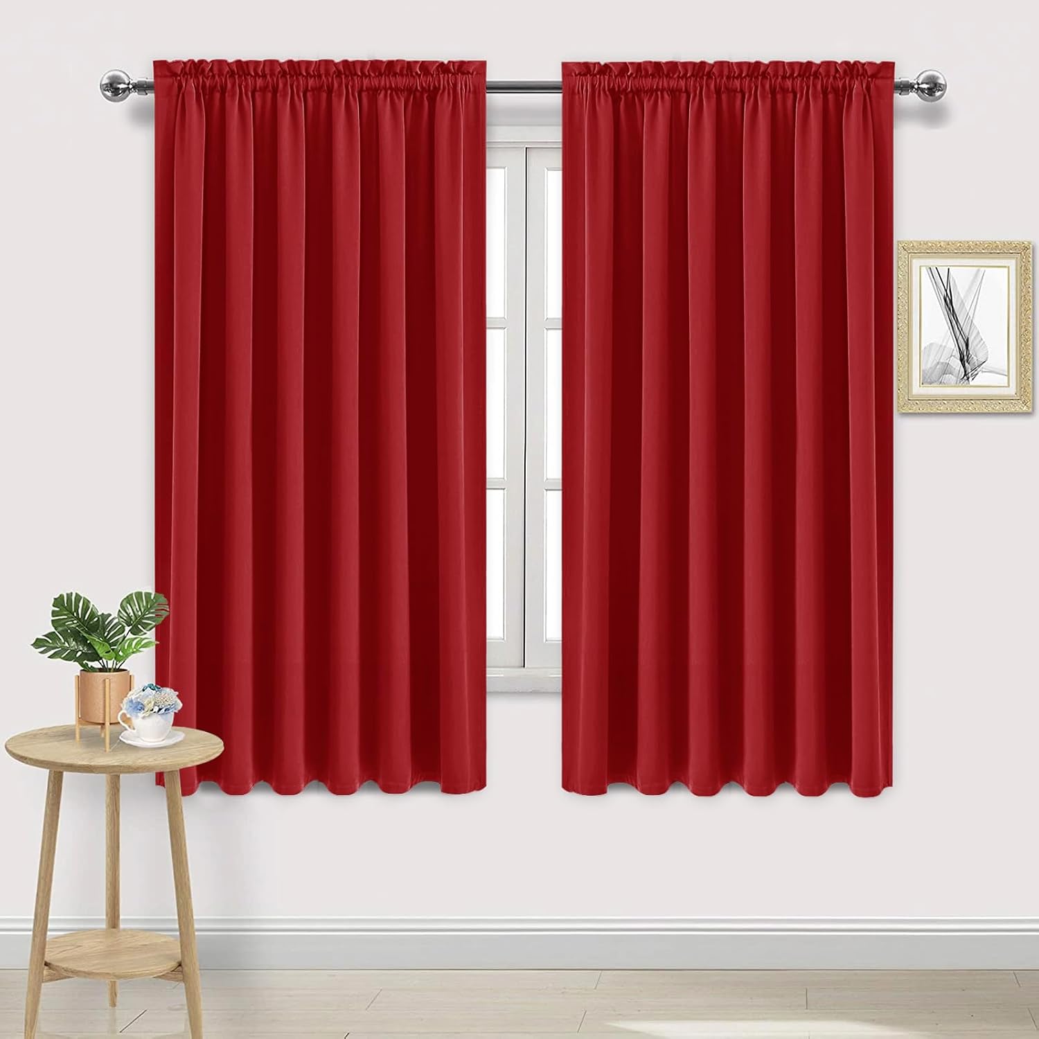 DWCN Blackout Curtains for Living Room Thermal Insulated, Energy Saving & Noise Reducing Bedroom Curtains, Red, W 70x L 72 Inch, Set of 2…