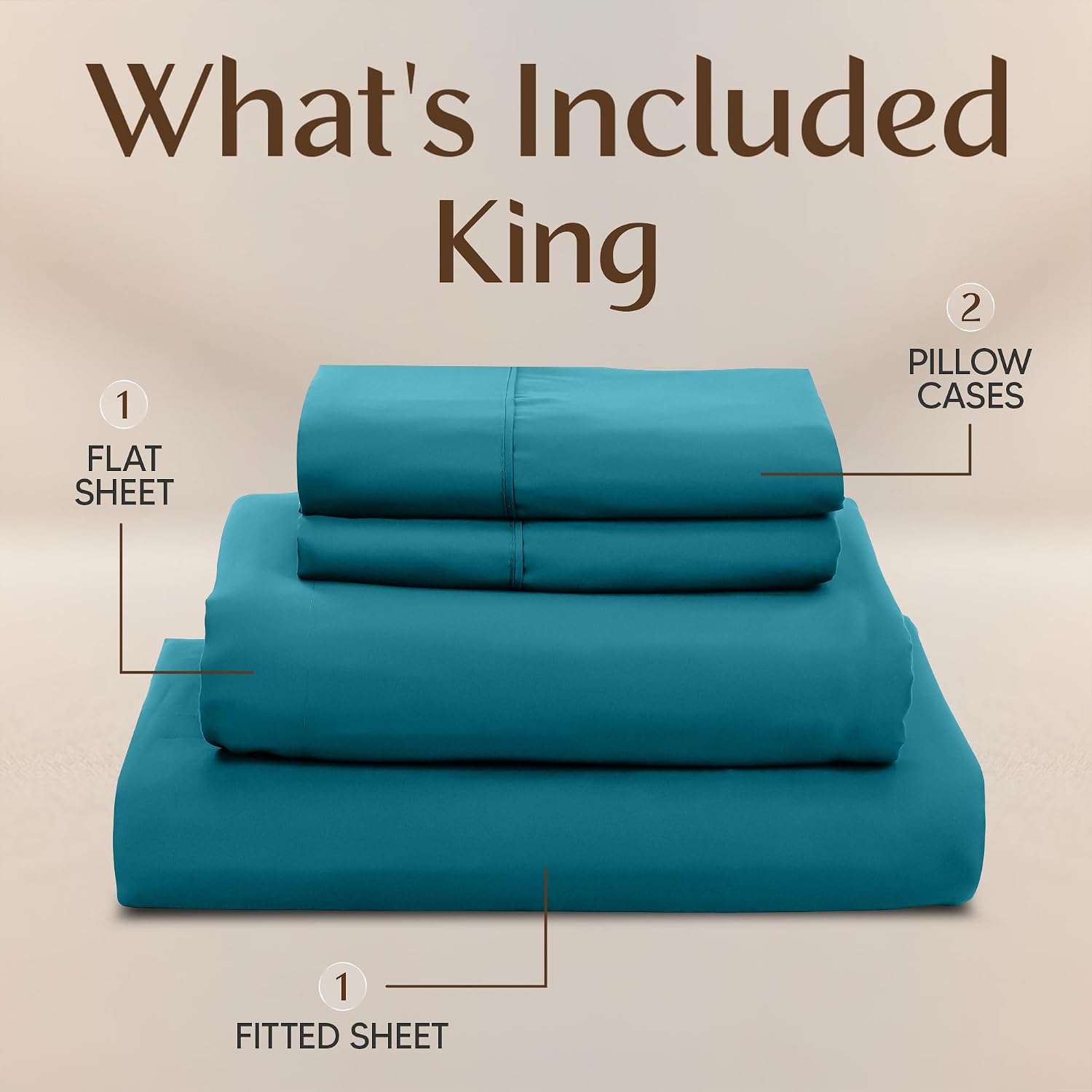 Utopiabedding Utopia Bedding King Size Sheet Set – 4 Piece Bed Sheets, Soft and Breathable Microfiber, Includes 1 Fitted Sheet, 1 Flat Shee…