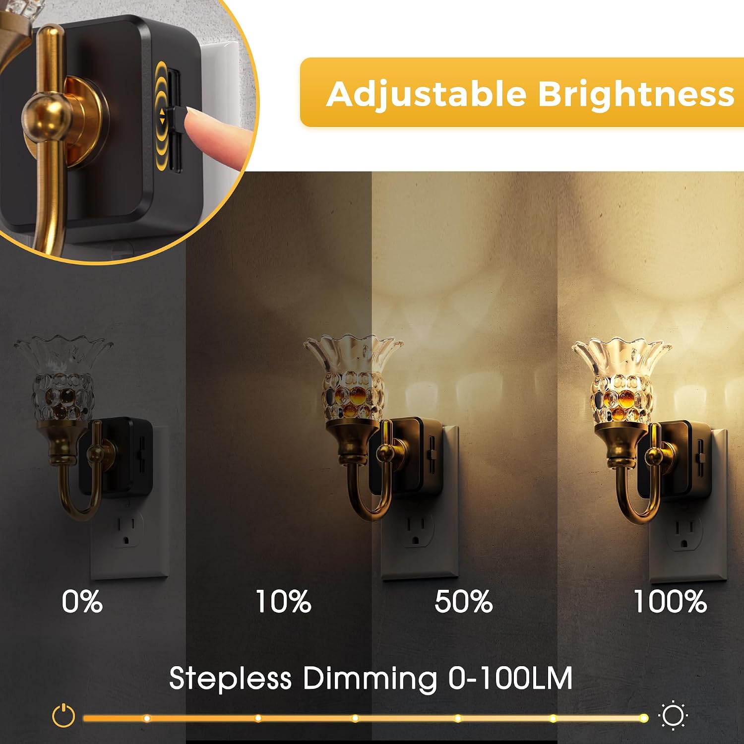 L LOHAS LED Night Lights Plug into Wall, 3000K Soft White LED Floral Night Light with Auto Sensor, 0-100lm Adjustable Brightness Plug in…