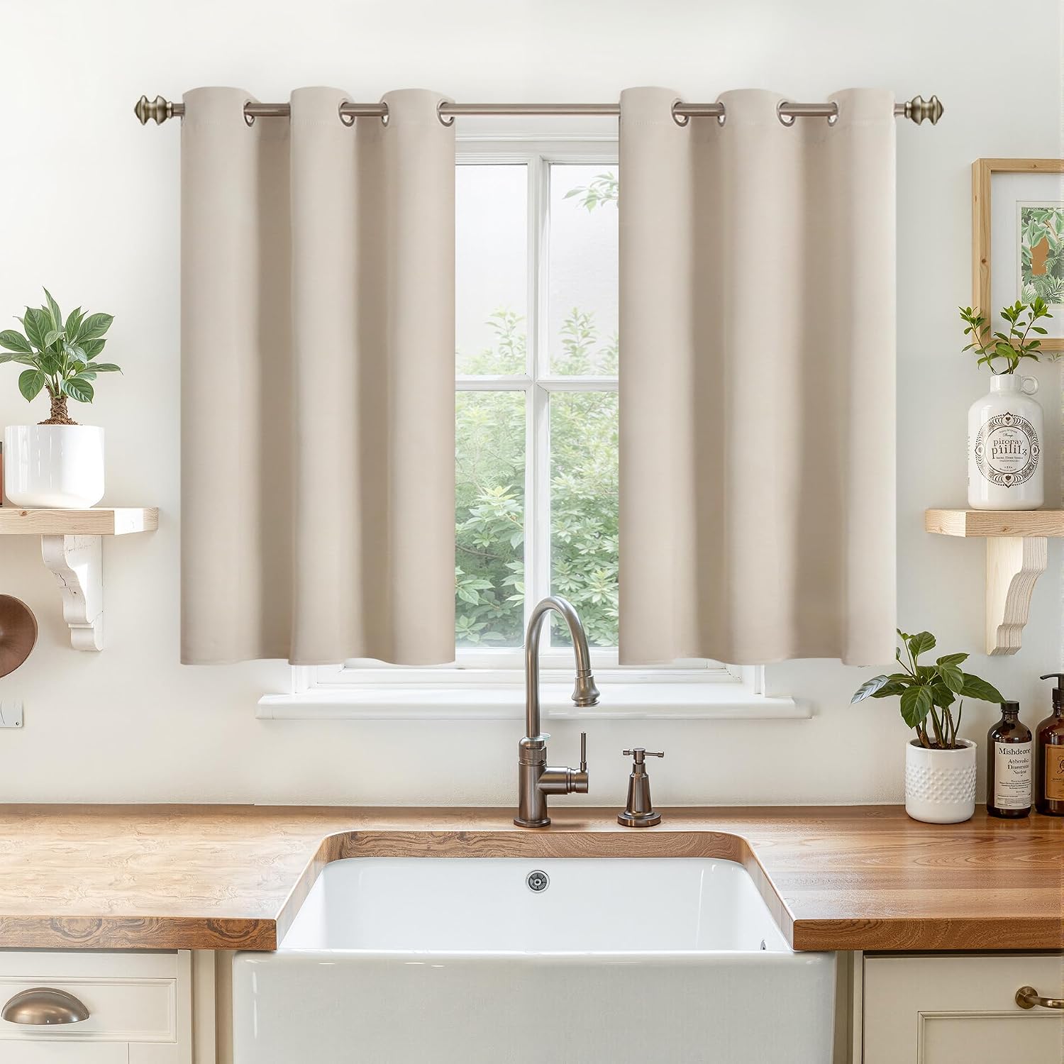 YoungsTex Short Blackout Curtains for Bedroom 40 Inches Length - Grommmet Room Darkening Thermal Insulated Drapes for Bathroom Kitchen Wind…