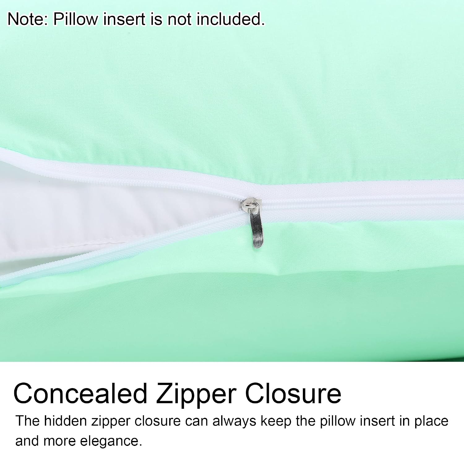 uxcell Soft Microfiber Body Pillow Cover with Zipper Closure, Long Pillow Cases for Body Pillows Weave for 90 GSM Polyester, Mint Body (20"…