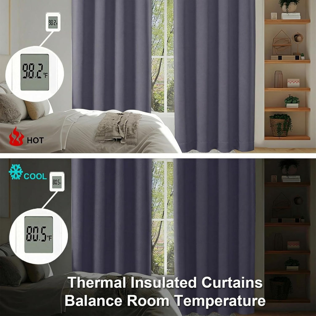 Simplebrand Ava Greyish Purple Short Blackout Curtains for Bedroom 54 Inches Long 2 Panels Set, Solid Thermal Insulated, Energy Saving Wind…