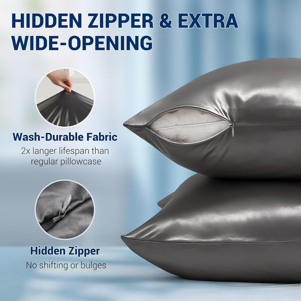 Luxear Cooling Pillow Cases for Hot Sleepers, Double-Sided Upgraded Arc-Chill Q-Max > 0.5 Cooling Satin Pillowcase, Silky Soft, Hair & Skin…