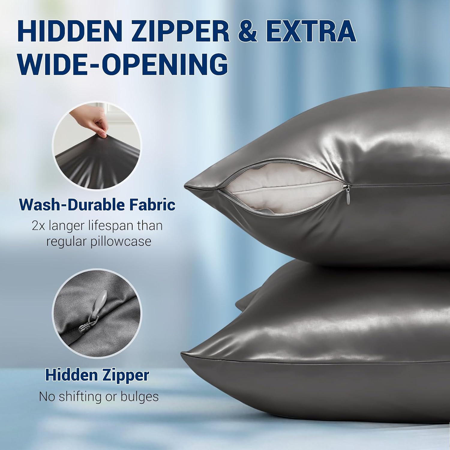 Luxear Cooling Pillow Cases for Hot Sleepers, Double-Sided Upgraded Arc-Chill Q-Max > 0.5 Cooling Satin Pillowcase, Silky Soft, Hair & Skin…