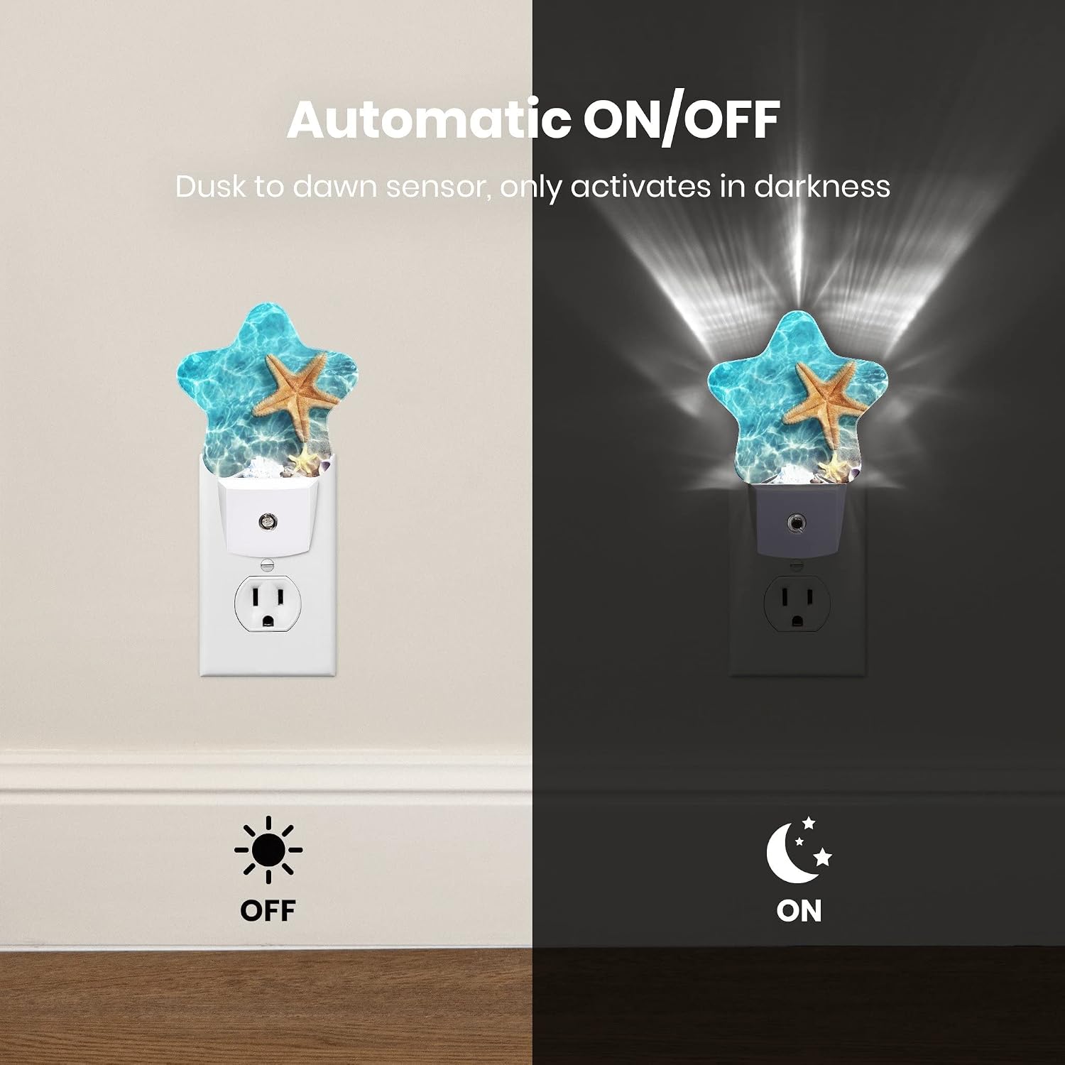 Caifujiqi Night Light Plug-in into Wall Dusk to Dawn Smart Sensor White Led Nightlight for Bedroom Bathroom Kitchen Hallway Stairs Energy E…
