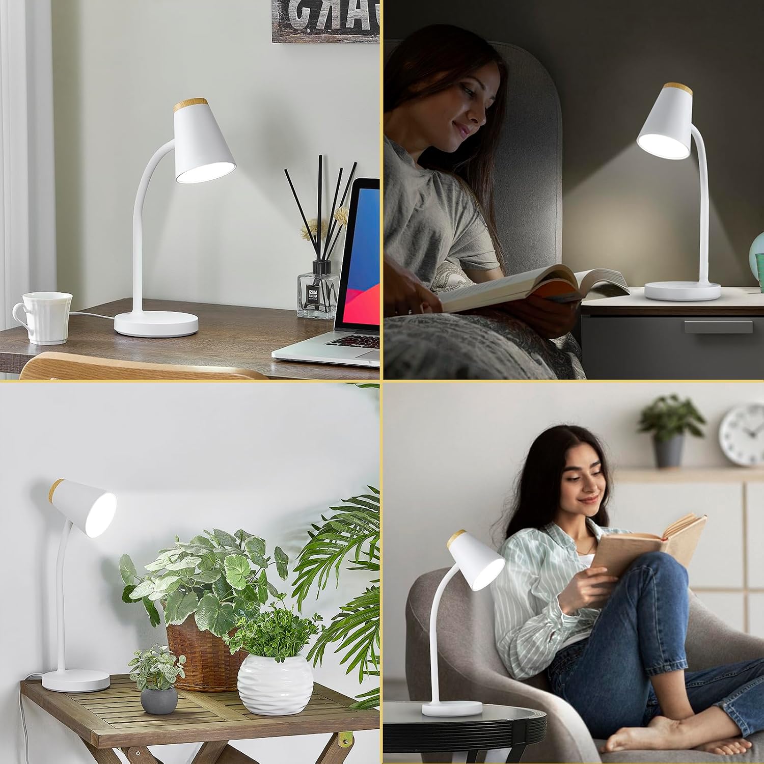 WelcometoEJIAXIN EJIAXIN Desk Lamp for College Dorm Room - Small LED Desk Lamp Touch Dimmable Reading Light for Home Office - Adjustable Fl…