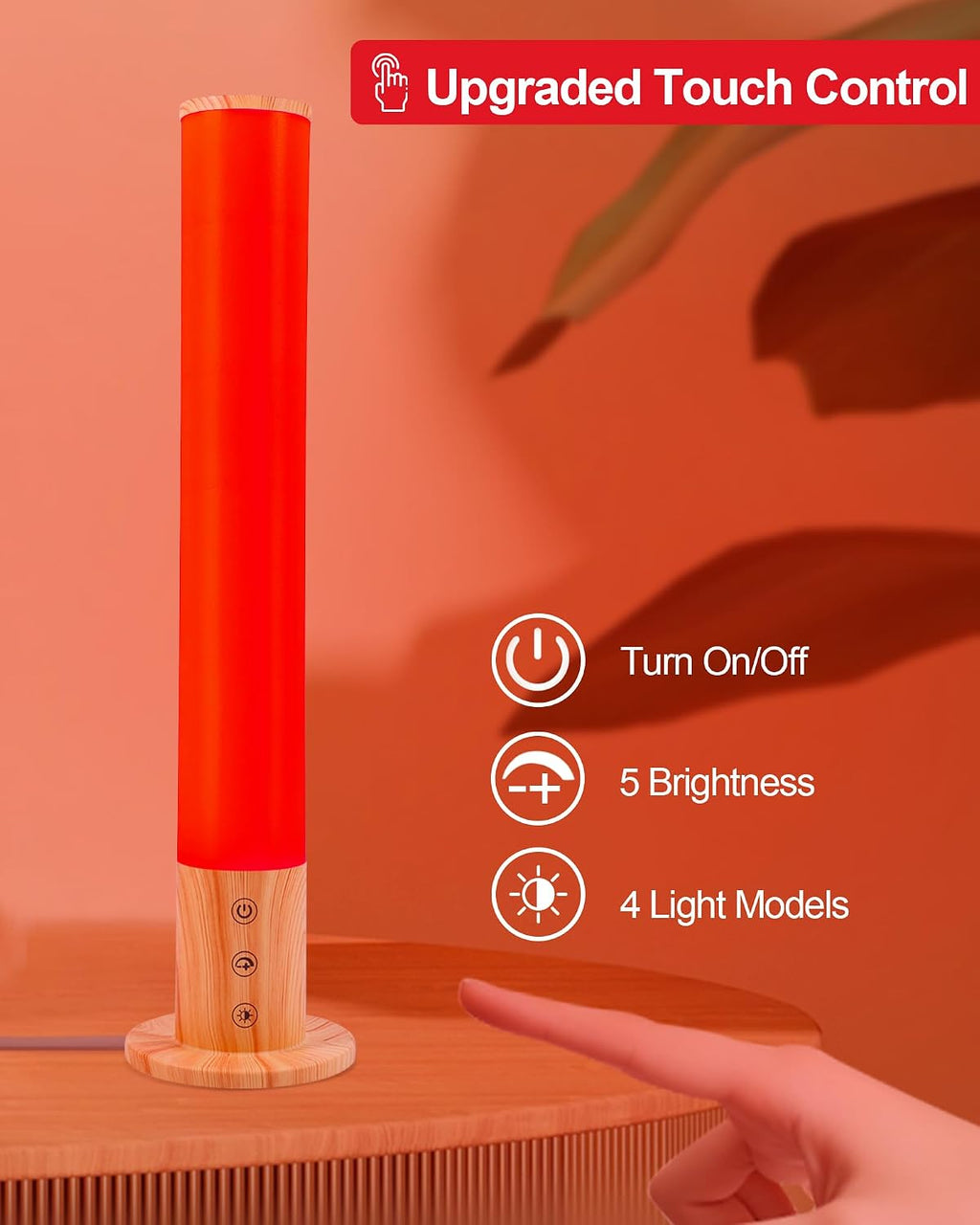 Red Light Night Light Lamp for Sleep GlowPillar Red Nightlight Desk Lamp with 670nm Wavelength Multi-Color and Brightness Options Remote…