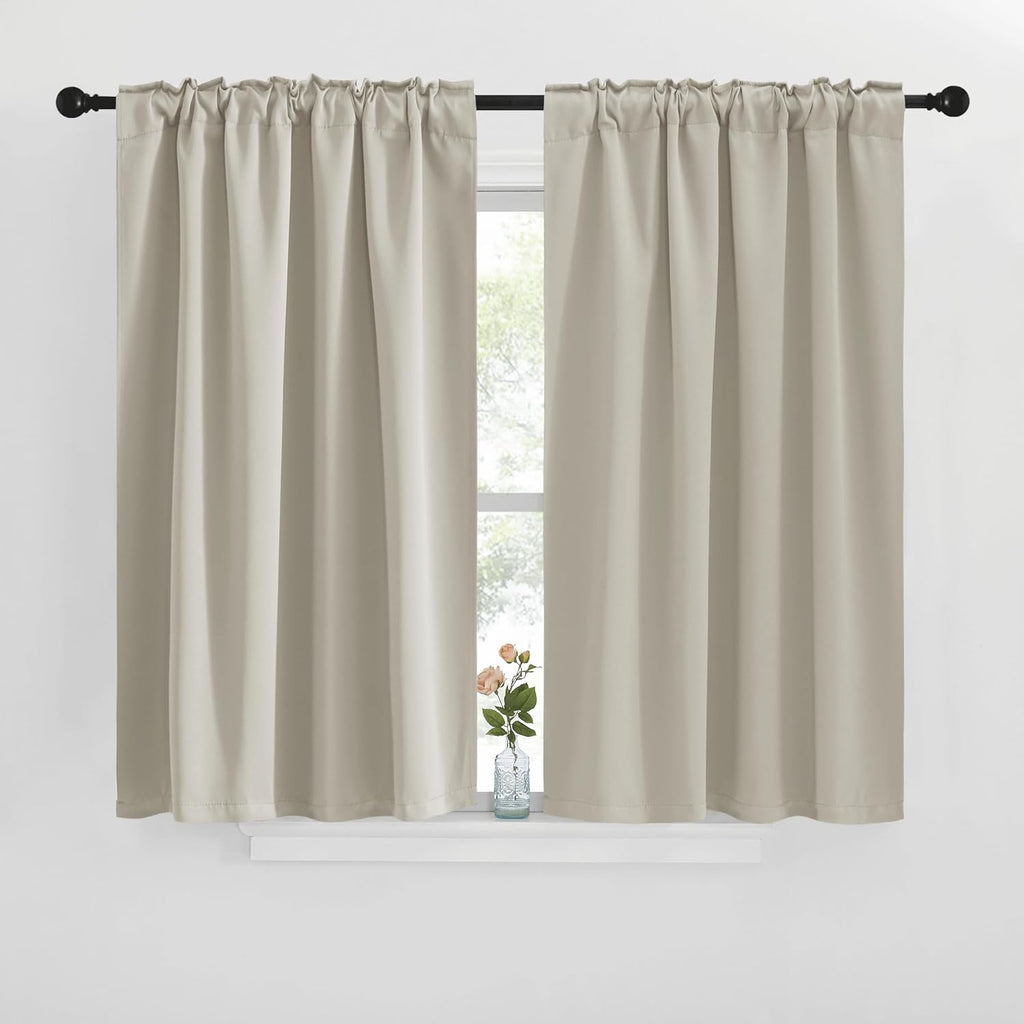 NICETOWN Blackout Curtains Window Drapes - (Natural Color) 42 inches W by 40 inches L, Set of 2, Blackout Curtain Panels for Boy's Nursery