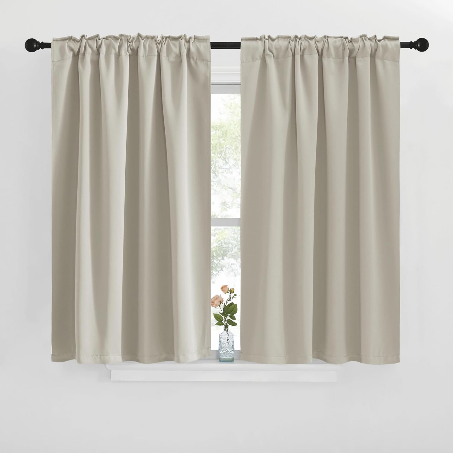 NICETOWN Blackout Curtains Window Drapes - (Natural Color) 42 inches W by 40 inches L, Set of 2, Blackout Curtain Panels for Boy's Nursery