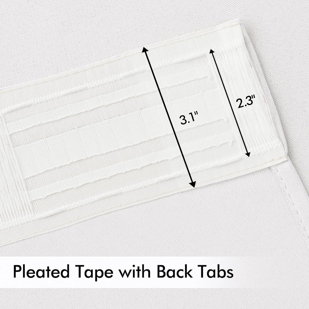 Miulee Pure White Back Tab Blackout Curtain 96 Inch Long 2 Panels Set for Bedroom, Rod Pocket/Pinch Pleat Thermal Insulated Living Room Dar…