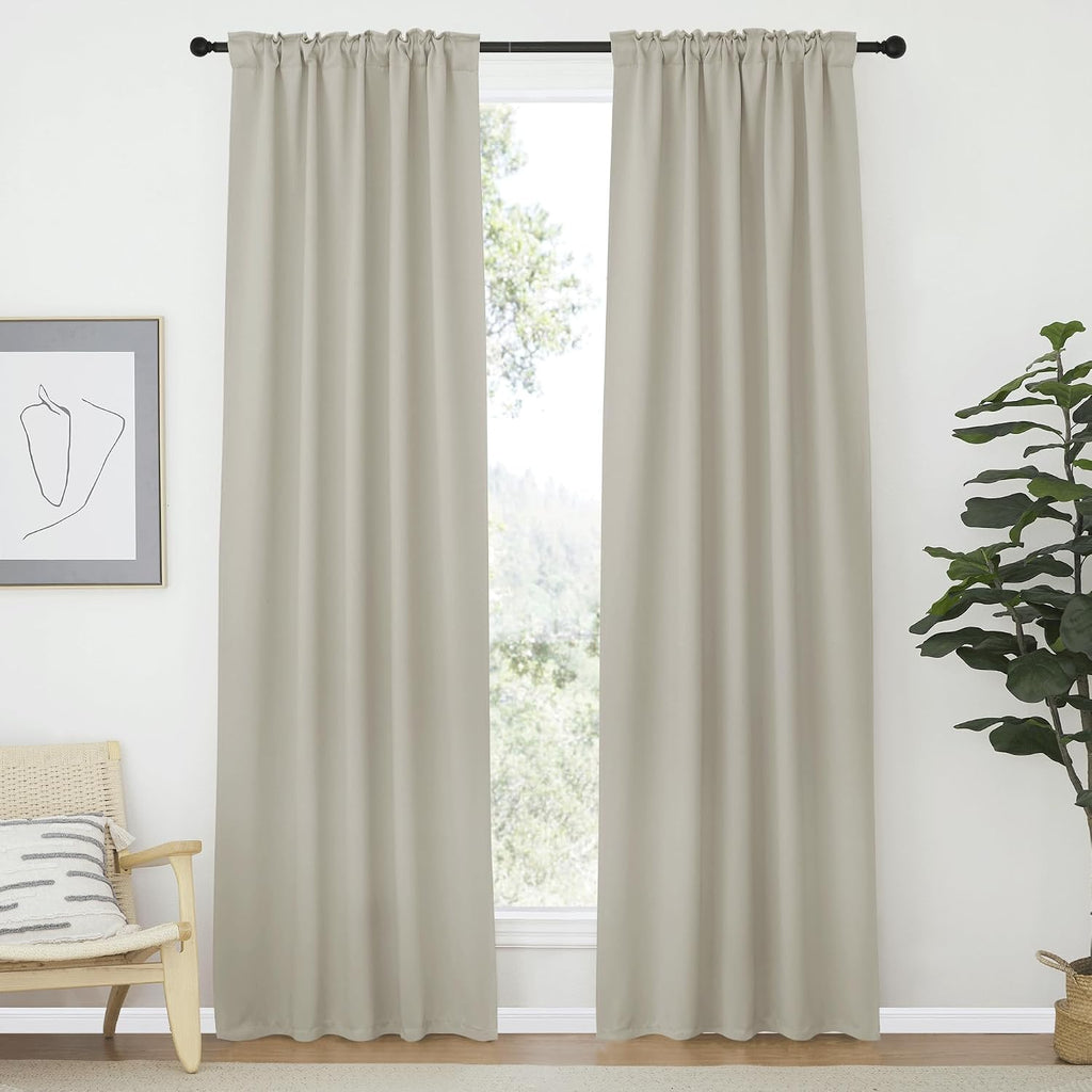 Nicetown Living Room Darkening Curtains - (Natural Color) W42 x L70, Set of 2, Home Decor Room Darkening Thermal Insulated Drapery Panels f…