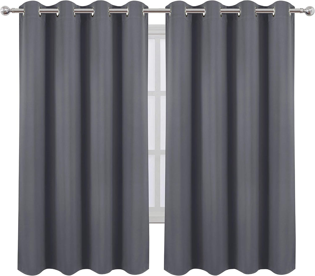 Lemomo Grey Blackout Curtains 52 x 63 Inch/Gray Curtains Set of 2 Panels/Room Darkening Curtains for Bedroom Thermal Insulated Drape 63 Inc…