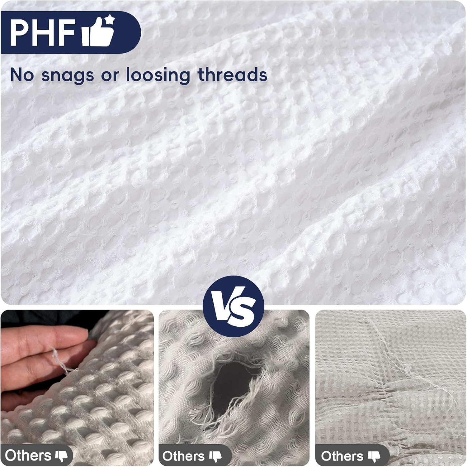 Phf Ultra Soft Waffle Weave Pillow Shams California King Size, No Insert, 2 Pack 20" x 40" Pillowcases, Breathable & Skin-Friendly Pillow Ca…
