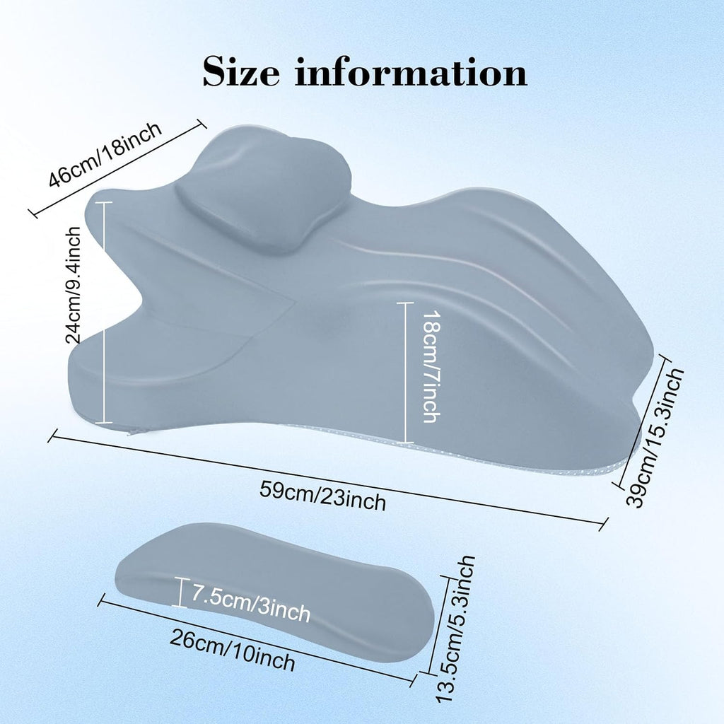 Oversized 27-Degree Couples Pillow - 5-in-1 Memory Foam Wedge for Neck Alignment, Zoned Support for Arm & Shoulder, Phone Reading, Leg…