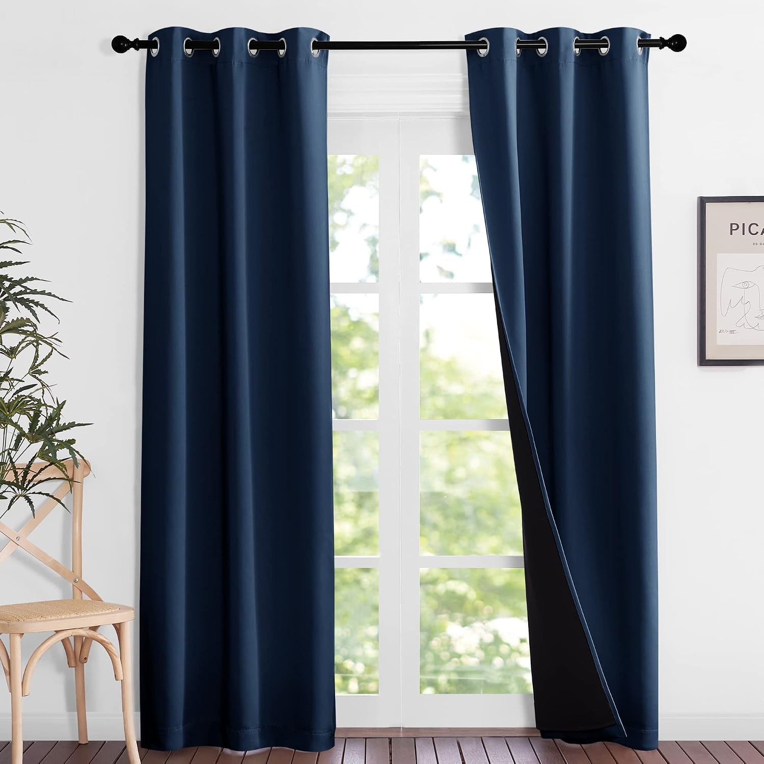 Nicetown Complete 100% Blackout Curtain Set, Thermal Insulated & Energy Efficiency Window Draperies for Guest Room, Full Shading Panels for…