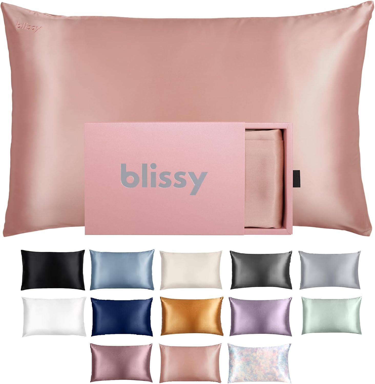 Blissy Silk Pillowcase - 100% Pure Mulberry Silk - 22 Momme 6A High-Grade Fibers - Silk Pillow Cover for Hair & Skin - Regular, Queen &…