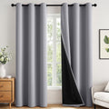 Miulee Light Grey 100% Blackout Curtains for Bedroom 84 Inch Long, 2 Thick Layers Thermal Insulated Black Out Window Curtains with Black Li…