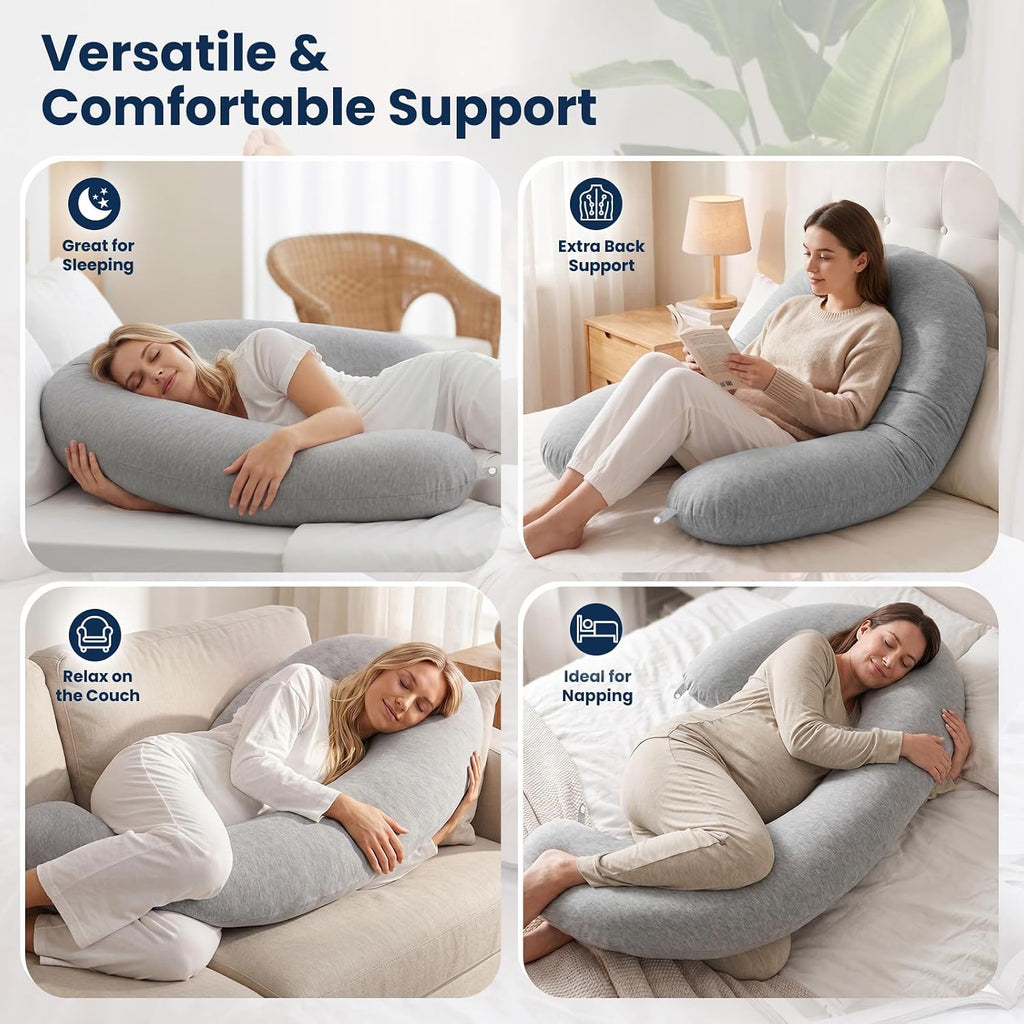 TranquilRelax TranquilRelax C Shaped Body Pillow for Side Sleepers, Memory Foam Long Pillow for Leg, Hip & Back Support, Soft Washab…