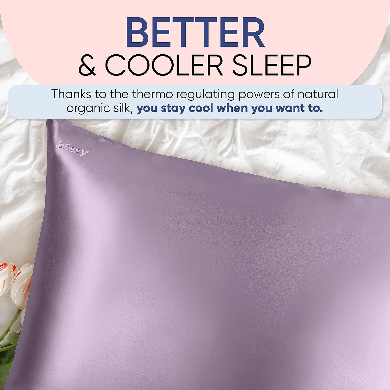 Blissy Silk Pillowcase - 100% Pure Mulberry Silk - 22 Momme 6A High-Grade Fibers - Silk Pillow Cover for Hair & Skin - Regular, Queen &…