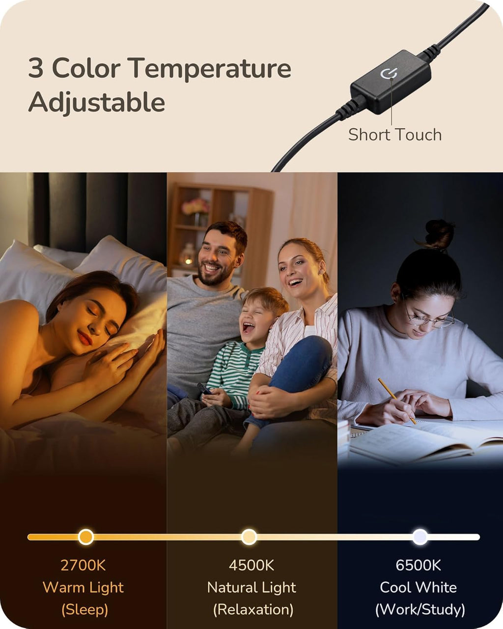 Edishine Upgraded LED Table Lamp, Stepless Dimmable Bedside Lamp with 3 Color Temperature, Modern Nightstand Lamp, Desk Lamp for Bedroom, L…
