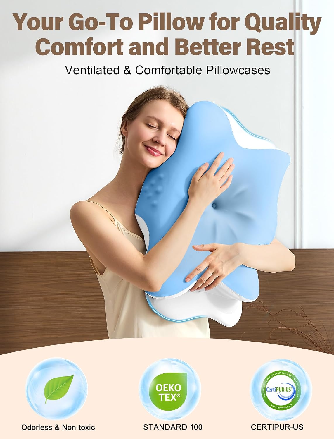 Vjasd Cervical Neck Pillow for – Ergonomic Memory Foam Pillow for Side Sleeper Contour Orthopedic Bed Pillow for Neck Support with Cooling…