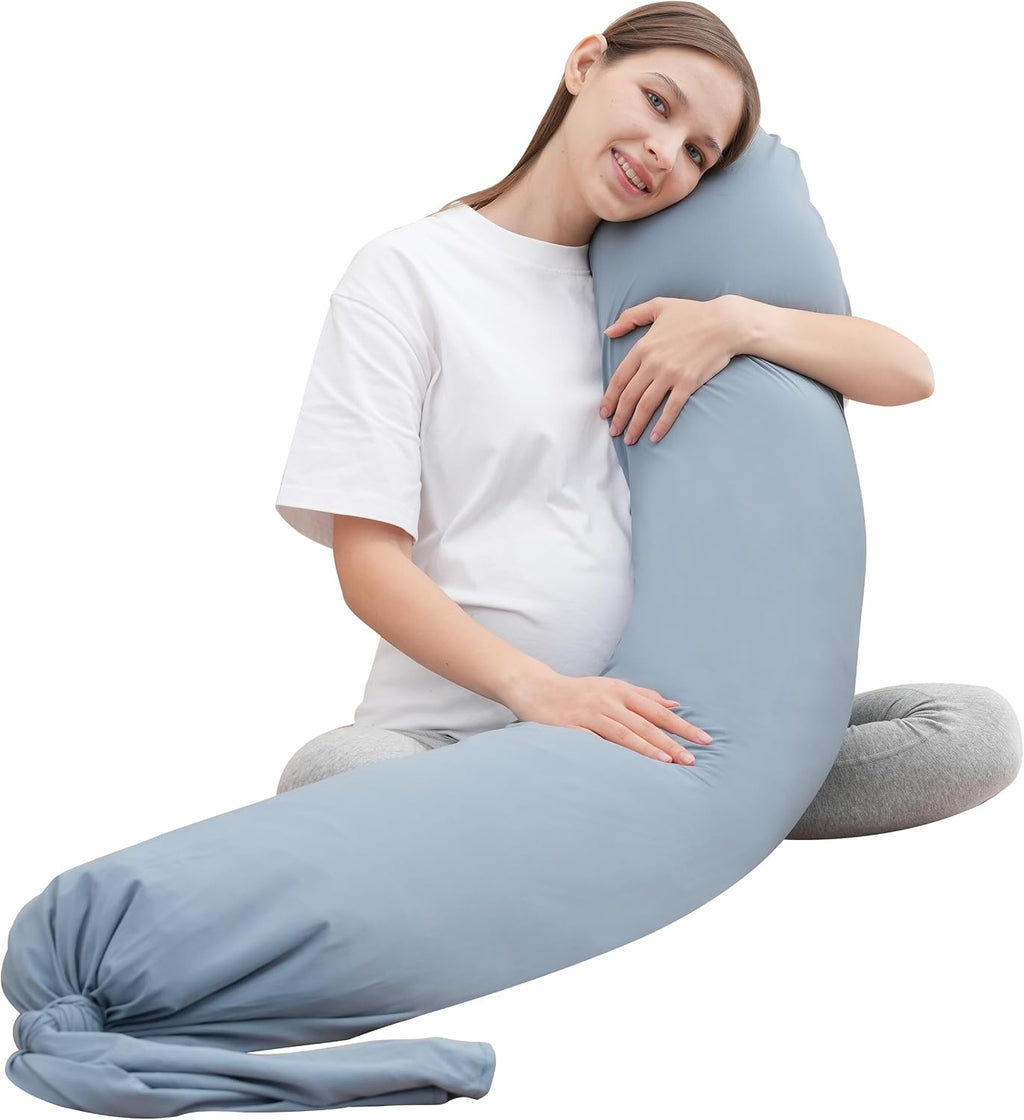 Moonpark MOON PARK Pregnancy Pillow - Incredibly Smooth and Soft Cooling Cover I Shaped Full Body Maternity Pillow with Removable Cover - S…