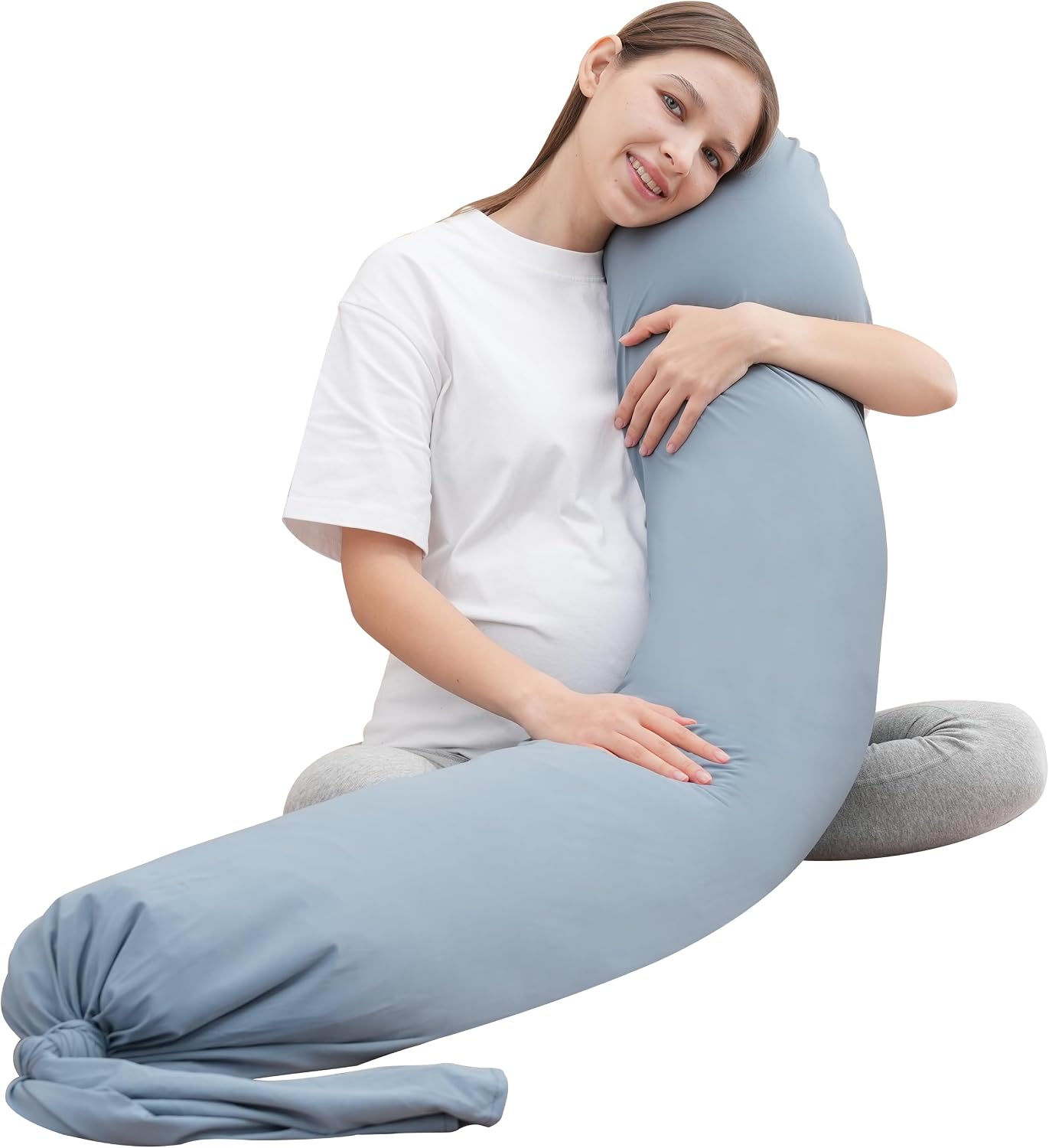 Moonpark MOON PARK Pregnancy Pillow - Incredibly Smooth and Soft Cooling Cover I Shaped Full Body Maternity Pillow with Removable Cover - S…