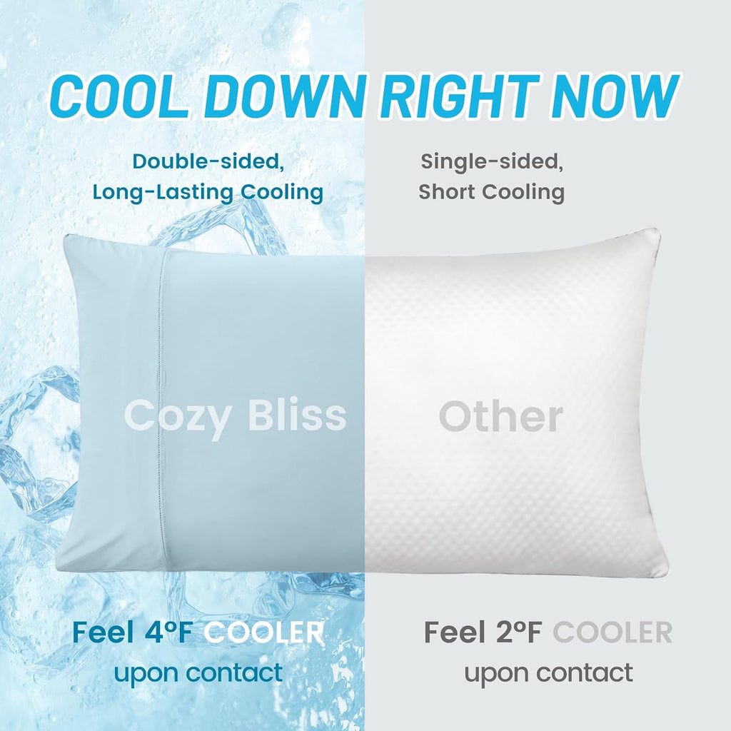 CozyBliss Cozy Bliss 2pcs Cooling Pillow Cases Set for Hot Sleepers & Night Sweats, Q-Max 0.5 Silky Wrinkle-Free Pillow Covers with Envelop…