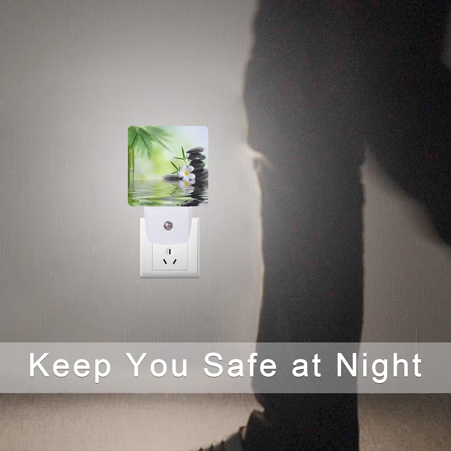 Zen Stones Bamboo Tree Jasmine Flower Spa Night Light Plug-in LED Nightlights Auto Sensor Night Lamp Dusk-to-Dawn Lamp Home Decor for…