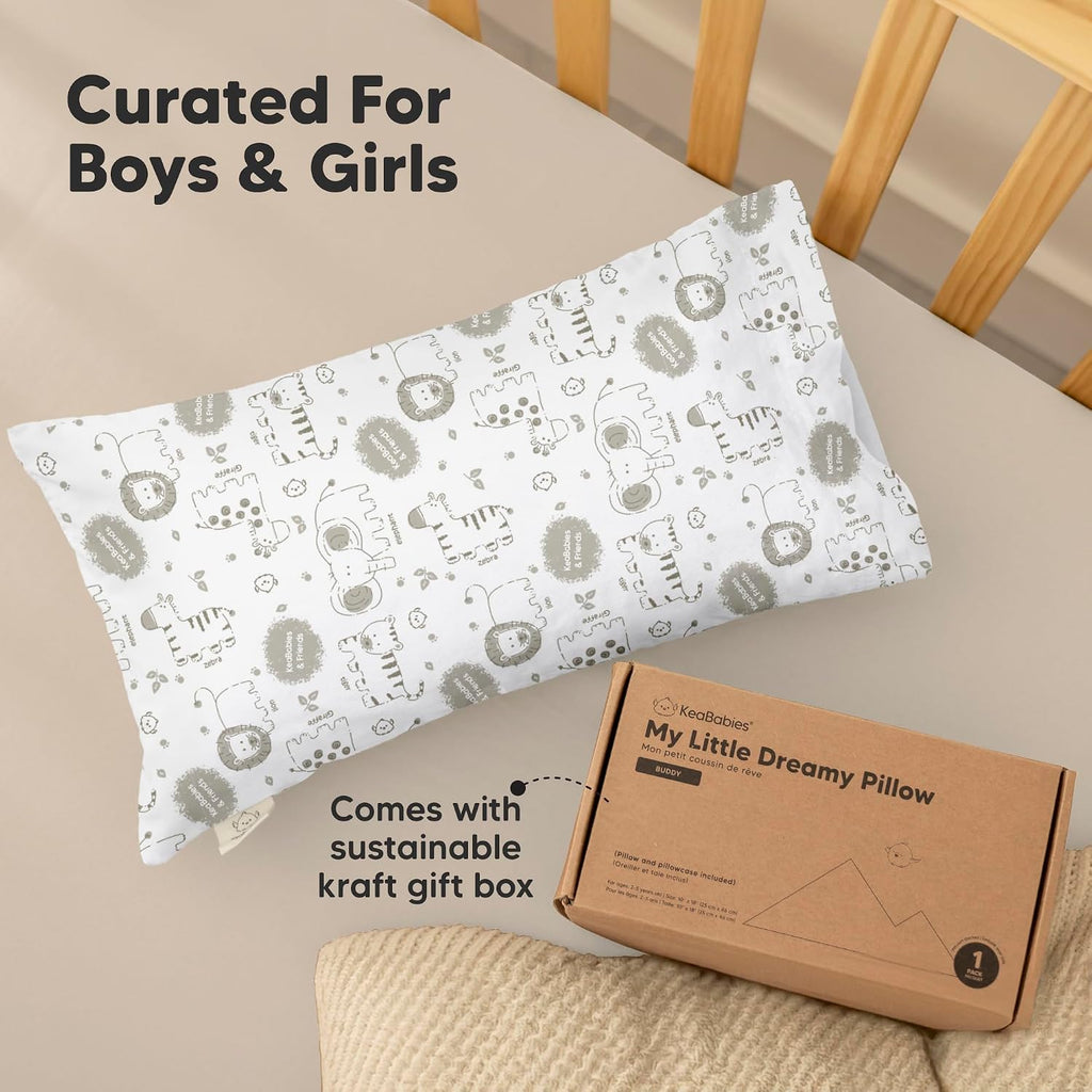 Toddler Pillow with Pillowcase - 10x18 My Little Dreamy Kids Travel Bed Pillows for Sleeping, Organic Cotton Small Pillowcase, Soft &…