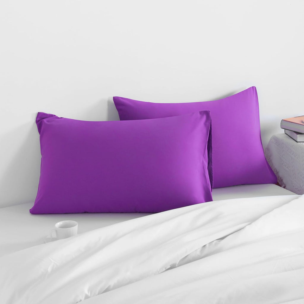 Ntbay Toddler Pillow Cases Set of 2, 2 Pack Brushed Microfiber 14x20 Pillow Cases, Soft, Wrinkle, Fade, Stain Resistant Purple Pillow Cases…