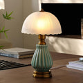 Glivpny Vintage Table Lamp for Living Room,16" Mid Century Modern Ceramic Lamps for Bedroom, Retro Bedside Nightstand Mushroom Glass…