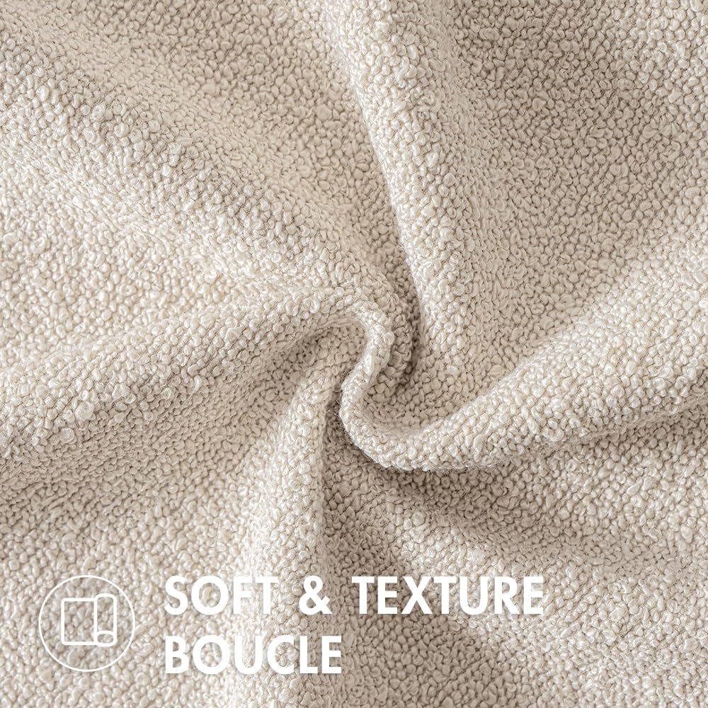 Miulee 16x16 Inch Decorative Pillow Covers for Couch Bed Set of 2 Textured Boucle Neutral Throw Pillow Covers Natural Beige Ivory Accent So…