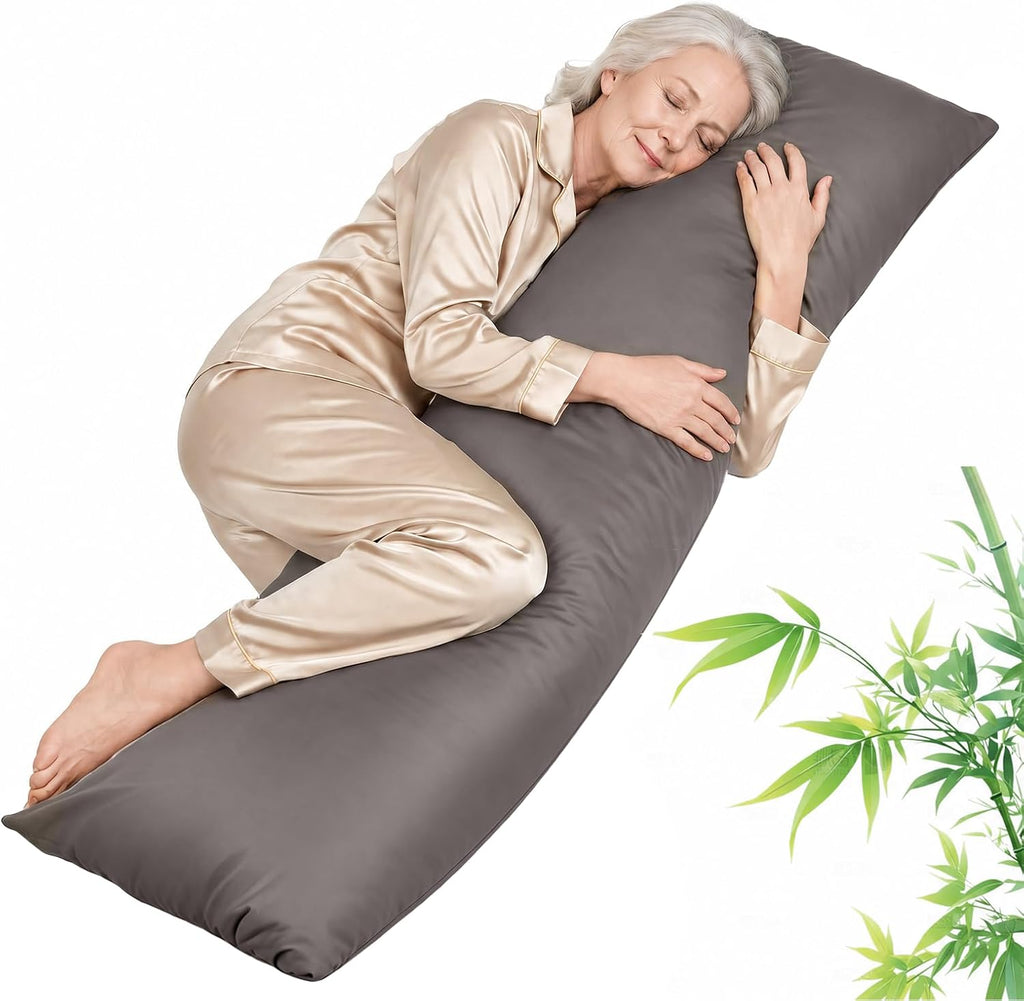 Zonli Cooling Weighted Body Pillow with Bamboo Cover(54" x 18") 10.5lbs, Quilted Glass Beads Body Pillows for Adults Weighted Pillow for De…