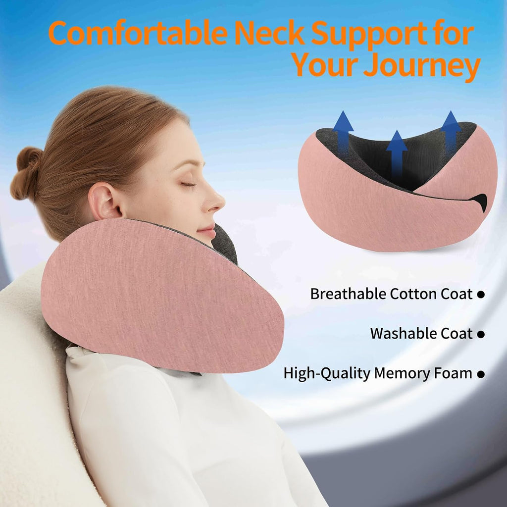RKADIR Travel Neck Pillow Airplane, Memory Foam Travel Pillows for Comfort on Sleeper Hold Compact and Ergonomic Design for Travelin…