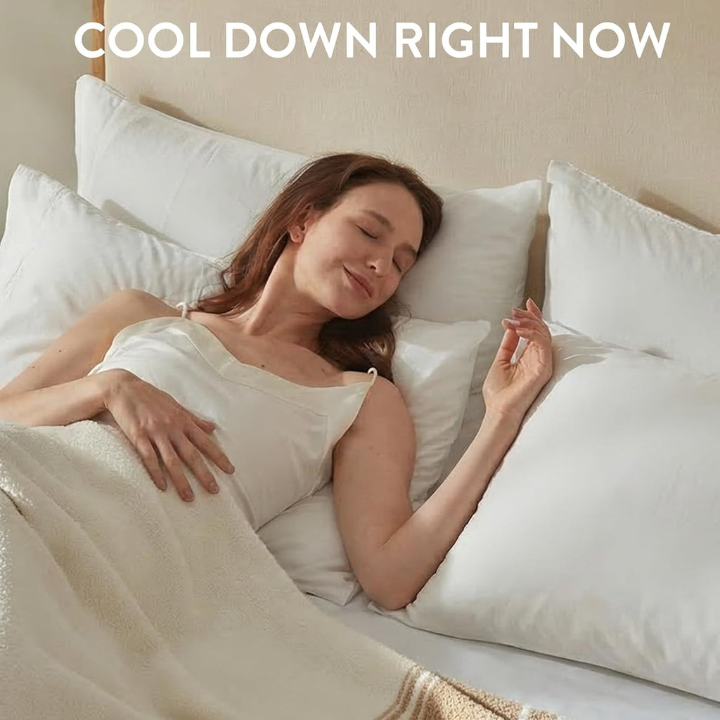 SureFitInc Surefit Washed Ultra-Chill Cooling Pillowcase Set of 2 for Hot Sleepers, Crisp and Silky Pillow Cover with Envelope Closure, Que…