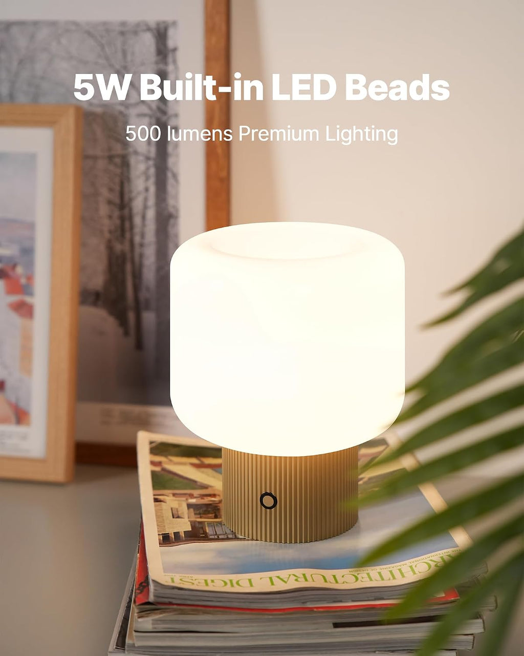 MAGCHARM Halo Mushroom Lamp, 5W Cute Cordless Rechargeable Table Lamp with Glass Shade, 3 Color Temps LED Dimmable Ambient Lighting…
