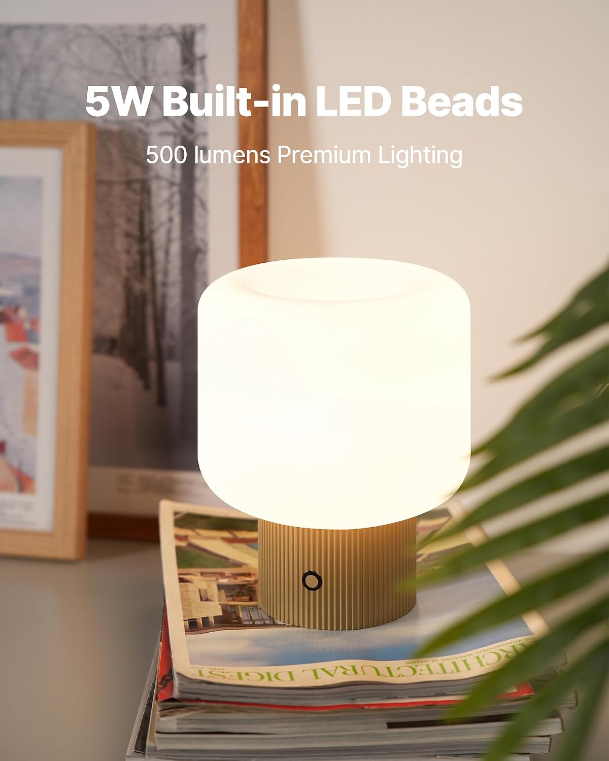 MAGCHARM Halo Mushroom Lamp, 5W Cute Cordless Rechargeable Table Lamp with Glass Shade, 3 Color Temps LED Dimmable Ambient Lighting…