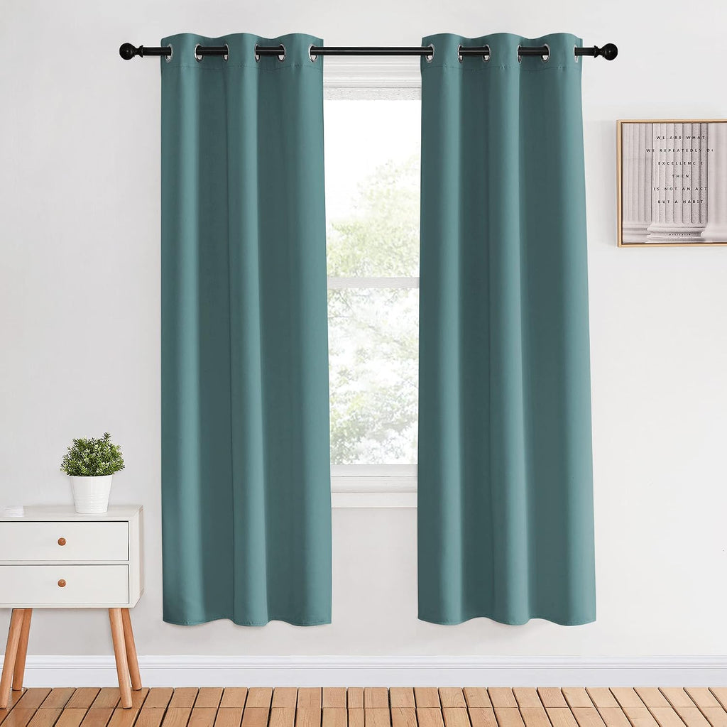 NICETOWN Modern Blackout Curtains Noise Reducing for Bedroom, Greyish Blue, 2 Panels, W34 x L70 -Inch, Thermal Insulated and Privacy Room…