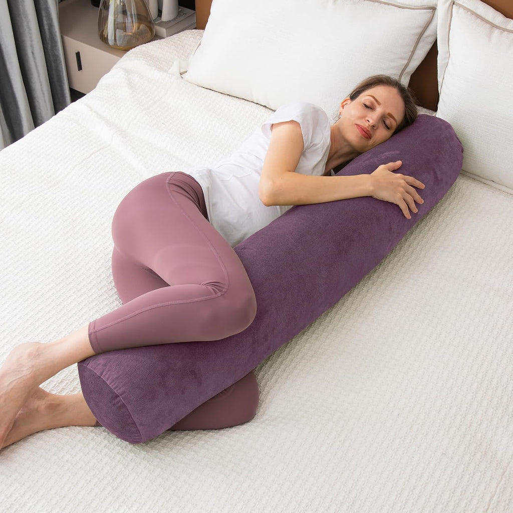 1 MIDDLE ONE Bolster Pillow for Bed, Long Round Body Pillow for Adults with Removable Velvet Cover, Decorative Tube Roll Cylinder Pillow…