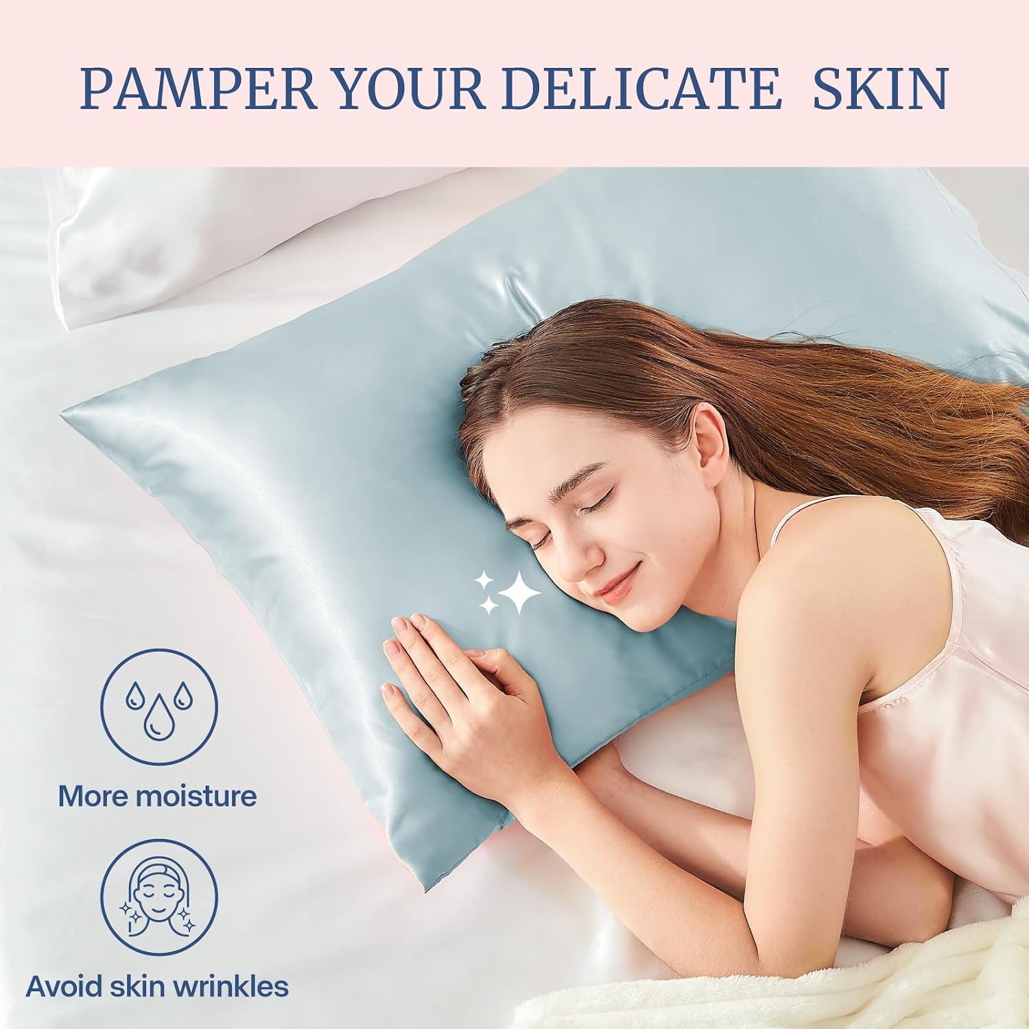 Bedelite Satin Pillowcase for Hair and Skin, Super Soft and Cooling Similar to Silk Pillow Cases 2 Pack with Envelope Closure, Gift for Wom…